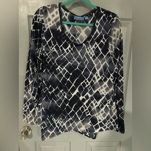 Blue and white long sleeve blouse by Vera Wang xl
